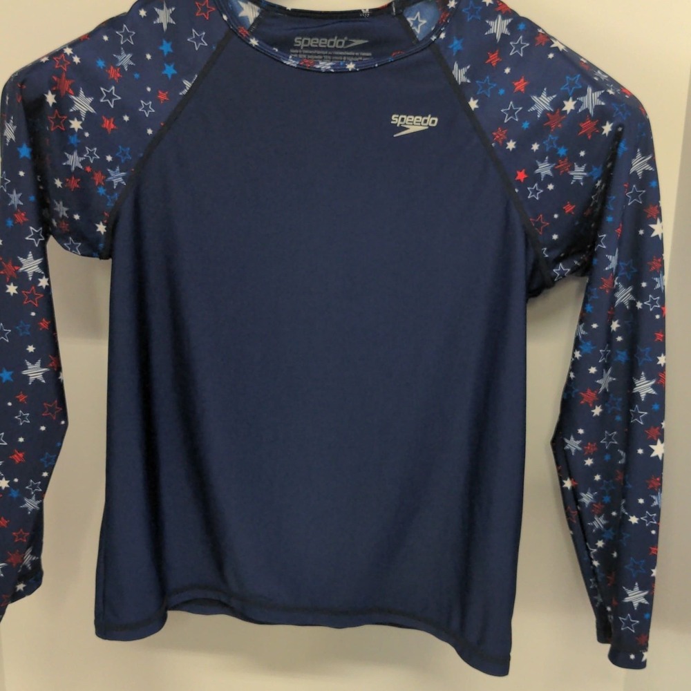 Speedo Girls' Long Sleeve Color Block UPF 50 Rash Guard‎